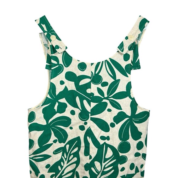 Corey Lynn Calter Linen Jumpsuit Tropical Adjustable Romper Green Floral XS - Picture 3 of 13